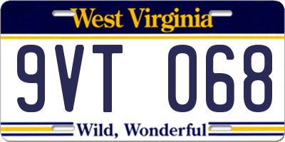 WV license plate 9VT068