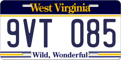 WV license plate 9VT085