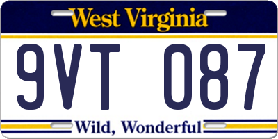 WV license plate 9VT087