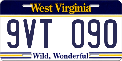 WV license plate 9VT090