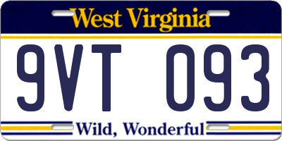 WV license plate 9VT093