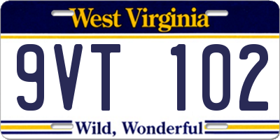 WV license plate 9VT102