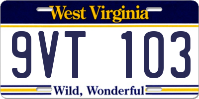 WV license plate 9VT103