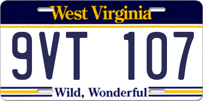 WV license plate 9VT107