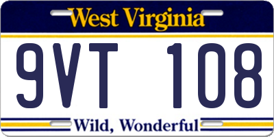 WV license plate 9VT108