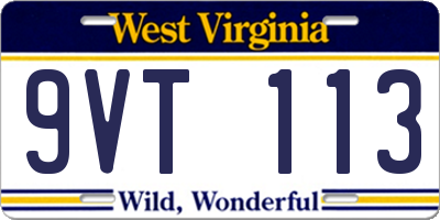 WV license plate 9VT113