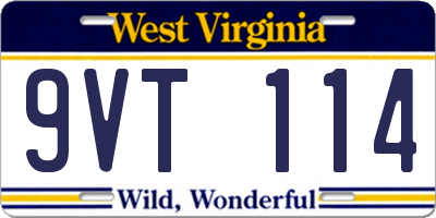 WV license plate 9VT114