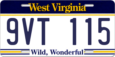 WV license plate 9VT115