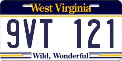 WV license plate 9VT121