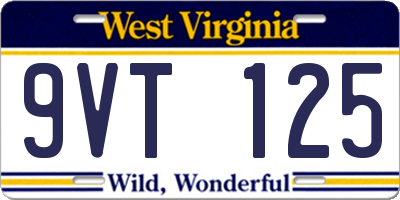 WV license plate 9VT125