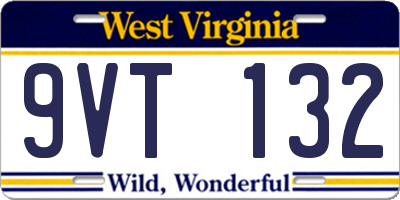 WV license plate 9VT132
