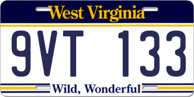 WV license plate 9VT133