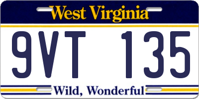 WV license plate 9VT135