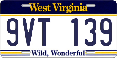 WV license plate 9VT139