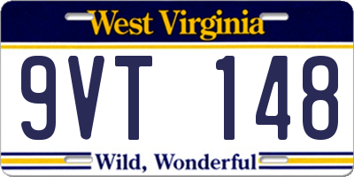 WV license plate 9VT148