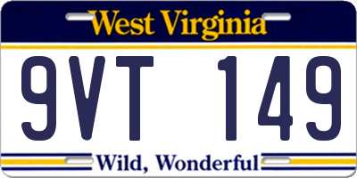 WV license plate 9VT149
