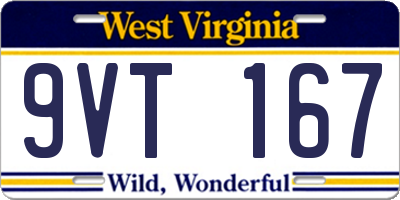 WV license plate 9VT167
