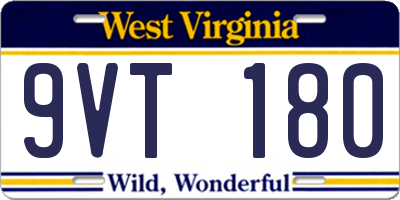 WV license plate 9VT180