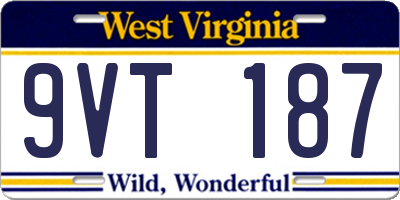WV license plate 9VT187