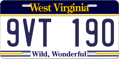 WV license plate 9VT190
