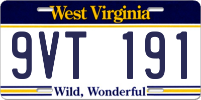 WV license plate 9VT191