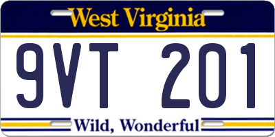 WV license plate 9VT201