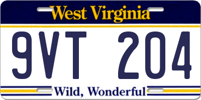 WV license plate 9VT204