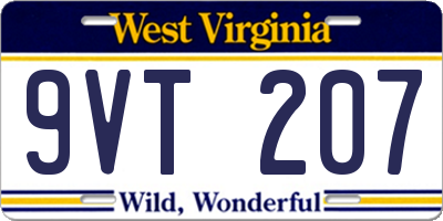 WV license plate 9VT207