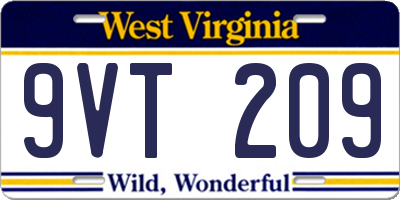 WV license plate 9VT209