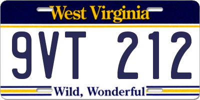WV license plate 9VT212