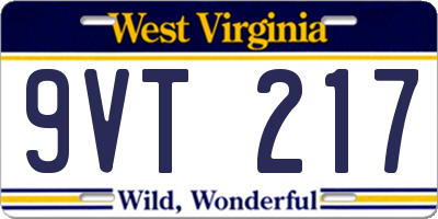 WV license plate 9VT217