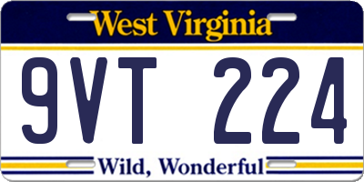 WV license plate 9VT224