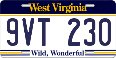 WV license plate 9VT230