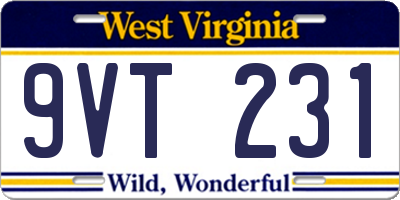 WV license plate 9VT231