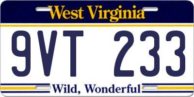 WV license plate 9VT233