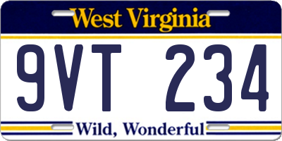 WV license plate 9VT234
