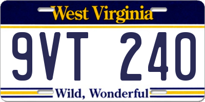 WV license plate 9VT240