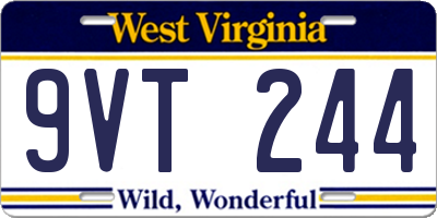WV license plate 9VT244