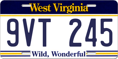 WV license plate 9VT245