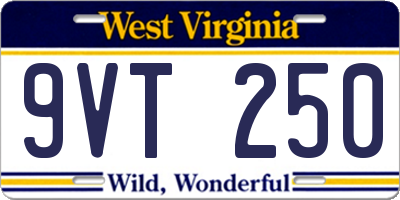 WV license plate 9VT250