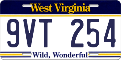 WV license plate 9VT254