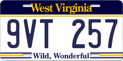WV license plate 9VT257