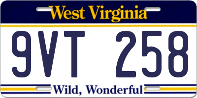 WV license plate 9VT258