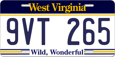 WV license plate 9VT265