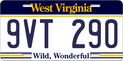 WV license plate 9VT290