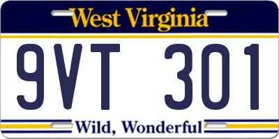 WV license plate 9VT301