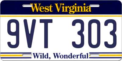 WV license plate 9VT303