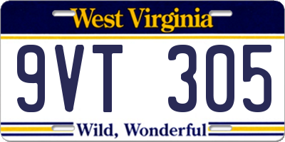 WV license plate 9VT305