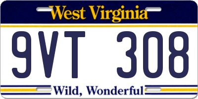 WV license plate 9VT308