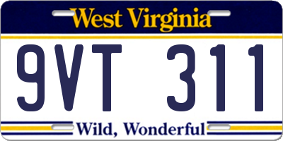 WV license plate 9VT311